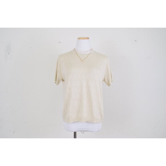 Vintage 80s Beige Knit Pullover Top | size PXL - Picture 2 of 10